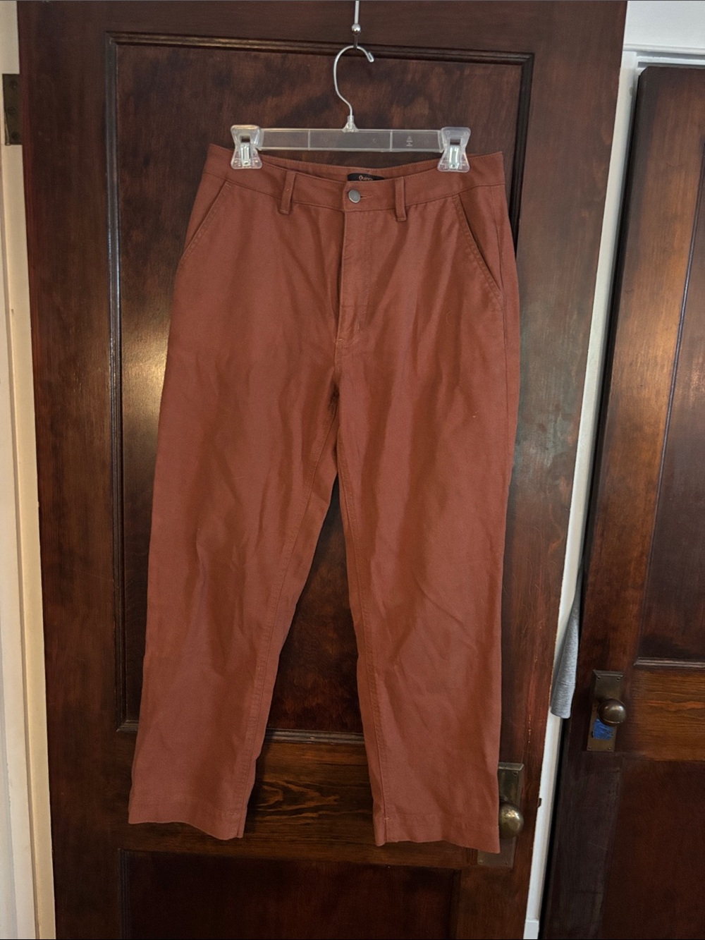 Quince - straight leg cropped pants - rust - 8